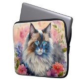 Ragdoll Cat Floral Portrait Laptopschutzhülle (Vorderseite Links)