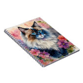 Ragdoll Cat Floral Portrait Notizblock (Rechte Seite)