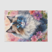 Ragdoll Cat Floral Portrait Seidenpapier (Vorderseite)