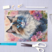 Ragdoll Cat Floral Portrait Seidenpapier (Handwerk)