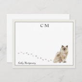 Ragdoll Cat Grau-Grenze Monogramm Name Mitteilungskarte (Vorne/Hinten)