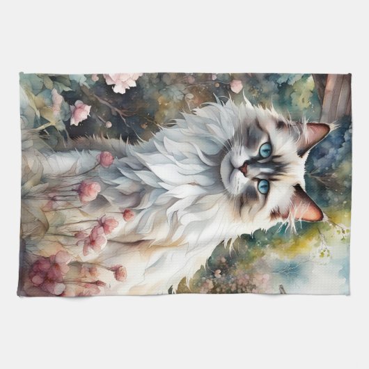 Ragdoll Cat in English Garden Geschirrtuch (Horizontal)