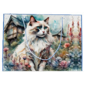 Ragdoll Cat in English Garden Große Geschenktüte (Rückseite)