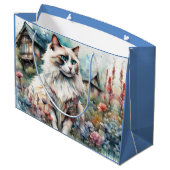 Ragdoll Cat in English Garden Große Geschenktüte (Rückseite Schrägansicht)