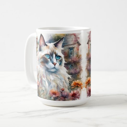 Ragdoll Cat in English Garden Kaffeetasse (Vorderseite Links)