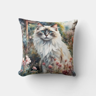 Ragdoll Cat in English Garden Kissen