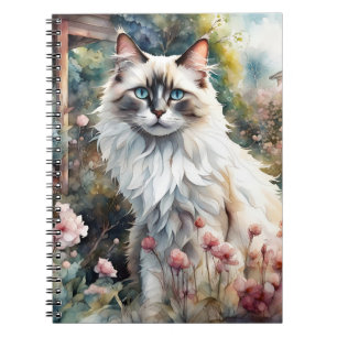Ragdoll Cat in English Garden Notizblock