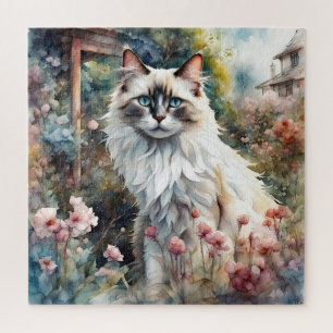Ragdoll Cat in English Garden Puzzle