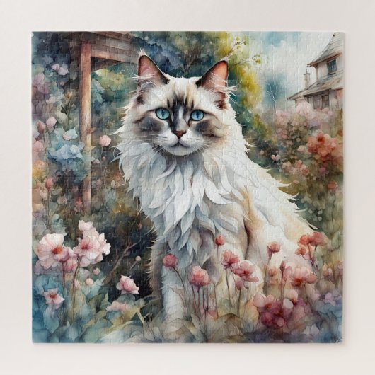 Ragdoll Cat in English Garden Puzzle (Vertikal)