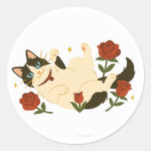 Ragdoll Cat in Roses Runder Aufkleber (Vorderseite)