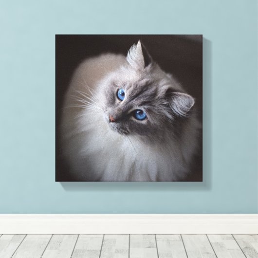 Ragdoll Cat Leinwand - Millie Blue Eyes (Insitu (Holzboden))