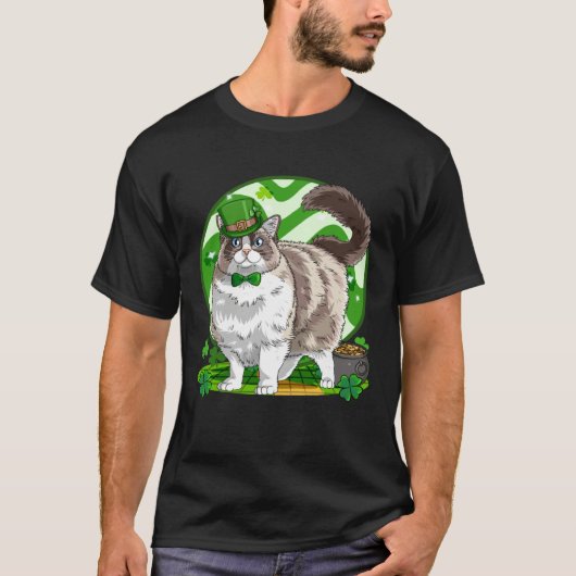 Ragdoll Cat Lucky Leprechaun St Patricks Day T-Shirt (Vorderseite)