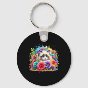 Ragdoll Cat Mama Mutter39s Tag Wasserfarbe farbig Schlüsselanhänger