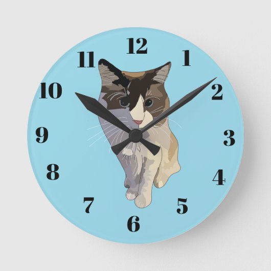 Ragdoll cat, pastel blue, stained glass runde wanduhr (Vorderseite)