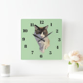 Ragdoll cat, pastel green, stained glass quadratische wanduhr (Zuhause)
