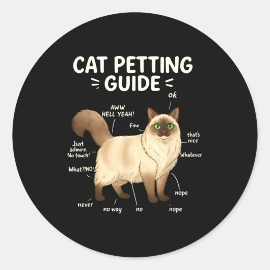 Ragdoll Cat Petting Guide Funny Cat Lover Runder Aufkleber (Vorderseite)