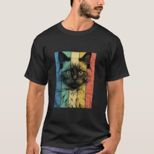 Ragdoll Cat Portrait Vintag Style Mama Vater Long  T-Shirt