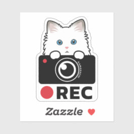 Ragdoll Cat Recording Vinyl Sticker Kamera Warnung