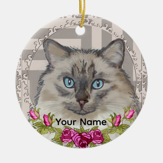 Ragdoll Cat Rose Ornament (Vorne)
