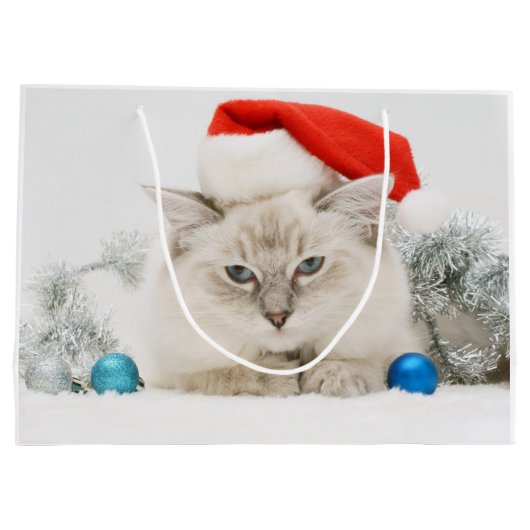 Ragdoll Cat Santa Large Geschenktasche Große Geschenktüte (Rückseite)