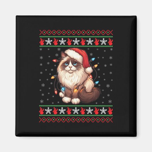 Ragdoll Cat Ugly Christmas Ragdoll Cat Xmas Lighti Magnet (Vorne)