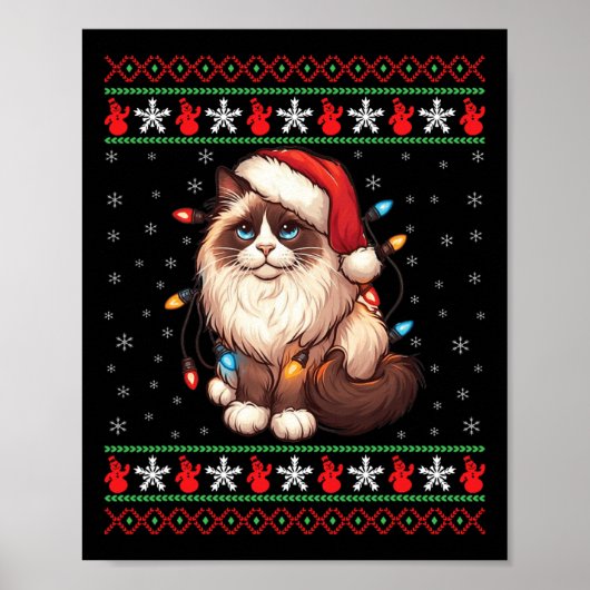 Ragdoll Cat Ugly Christmas Ragdoll Cat Xmas Lighti Poster (Vorne)