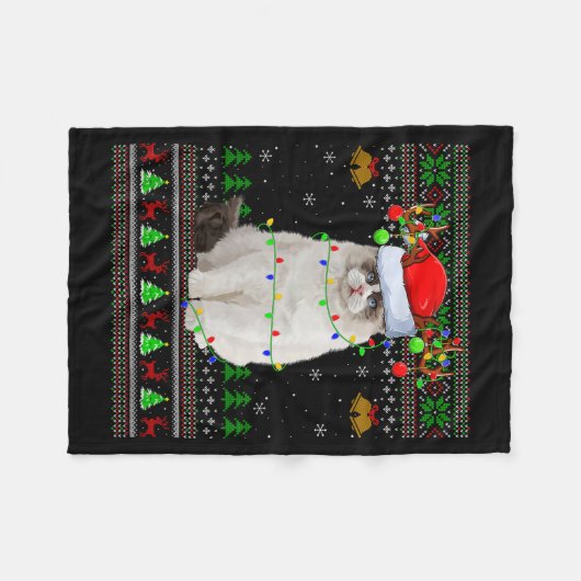 Ragdoll Cat Ugly Christmas Sweaters Holiday Santa Fleecedecke (Vorderseite (Horizontal))