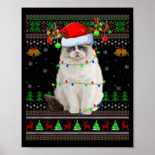 Ragdoll Cat Ugly Christmas Sweaters Holiday Santa Poster (Vorne)