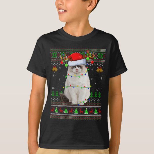 Ragdoll Cat Ugly Christmas Sweaters Holiday Santa T-Shirt (Vorderseite)