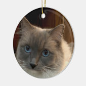 Ragdoll Cat with Blue Eyes can be personalized  Keramik Ornament (Links)