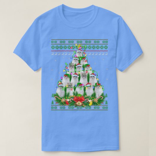 Ragdoll Cat Xmas Lighting Tree Santa Ragdoll Ugly T-Shirt (Design vorne)