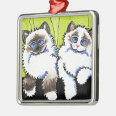 Ragdoll Cats Pair of Dolls Off-Leash Art™ Silbernes Ornament (Links)