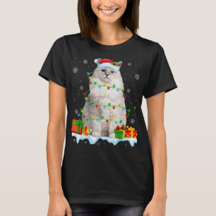 Ragdoll Chat Christmas Lights Funny Cat Lover Xmas T-Shirt
