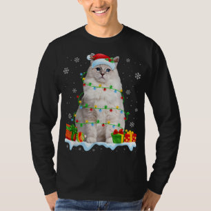 Ragdoll Chat Christmas Lights Funny Cat Lover Xmas T-Shirt