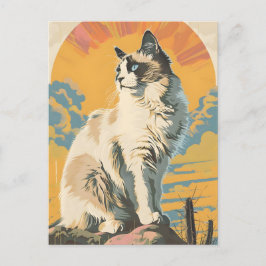 Ragdoll Chat Vintag Art Postkarte