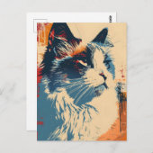 Ragdoll Chat Vintag Art Postkarte (Vorne/Hinten)