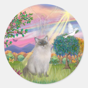 Ragdoll-Katze (Blauer Punkt) - Wolkenengel Runder Aufkleber