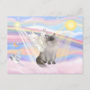 Ragdoll-Katze (Blue Point) Engel - Wolken Postkarte