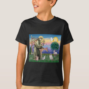 Ragdoll-Katze (Blue Point) und Franz von Assisi T-Shirt