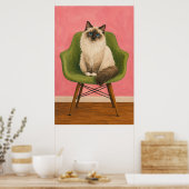 Ragdoll-Katze Grüner Mid Century Sessel Poster (Küche)