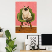 Ragdoll-Katze Grüner Mid Century Sessel Poster (Heimbüro)