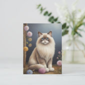 Ragdoll Katze im Garten Fluffy Pet Illustration Postkarte (Stehend Vorderseite)