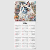 Ragdoll Katze im Garten Magnetkalender Karte (Vorderseite)