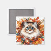 Ragdoll Katze im Herbst mit Scarf Magnet (Vorderseite/Rückseite)