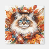 Ragdoll Katze im Herbst mit Scarf Magnet (Vorne)