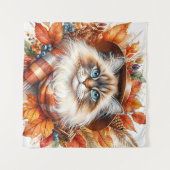 Ragdoll Katze im Herbst mit Scarf Wandteppich (Vorderseite (Horizontal))
