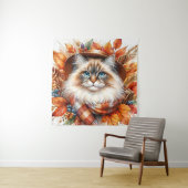 Ragdoll Katze im Herbst mit Scarf Wandteppich (Beispiel)