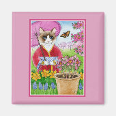 Ragdoll Katze im japanischen Garten Frühjahrspinte Magnet (Vorne)