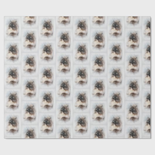 Ragdoll Katze in Abstraktem Rahmen Geschenkpapier (Flach)