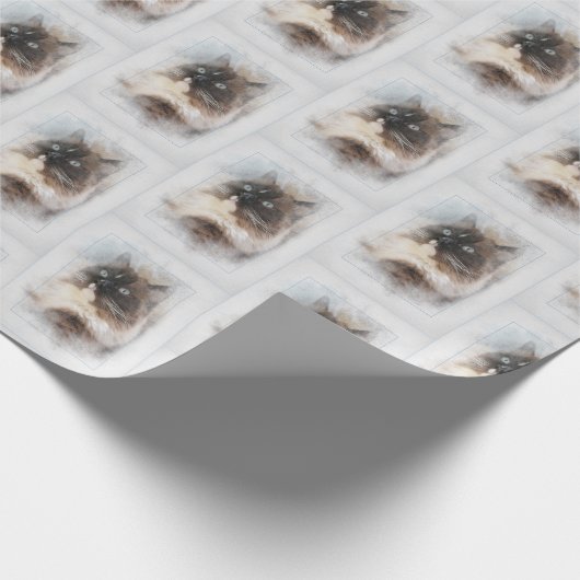Ragdoll Katze in Abstraktem Rahmen Geschenkpapier (Ecke)